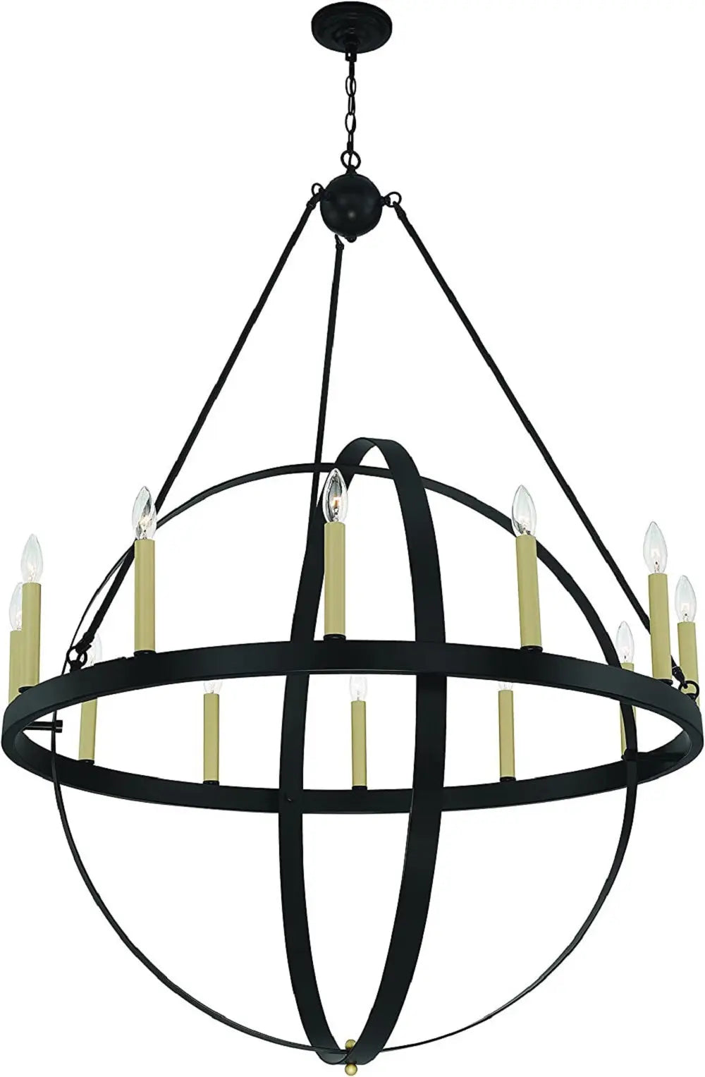 Black And Gold Candle Style Twelve Light Metal Dimmable Chandelier Homeroots Lighting