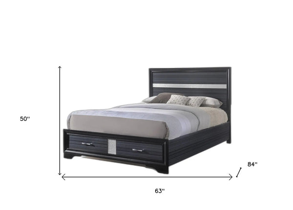 Black And Gray Wood Queen With Two Drawers Bed Frame Homeroots Bed & Bath