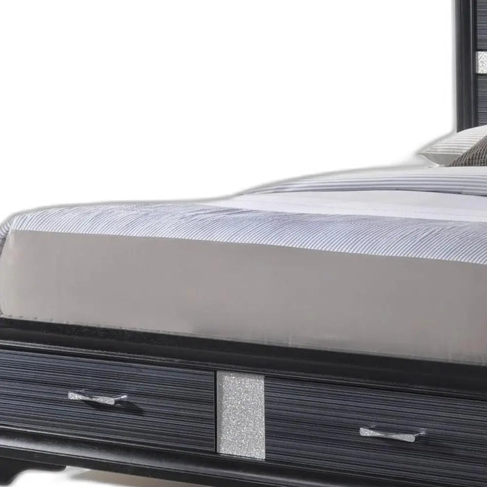 Black And Gray Wood Queen With Two Drawers Bed Frame Homeroots Bed & Bath