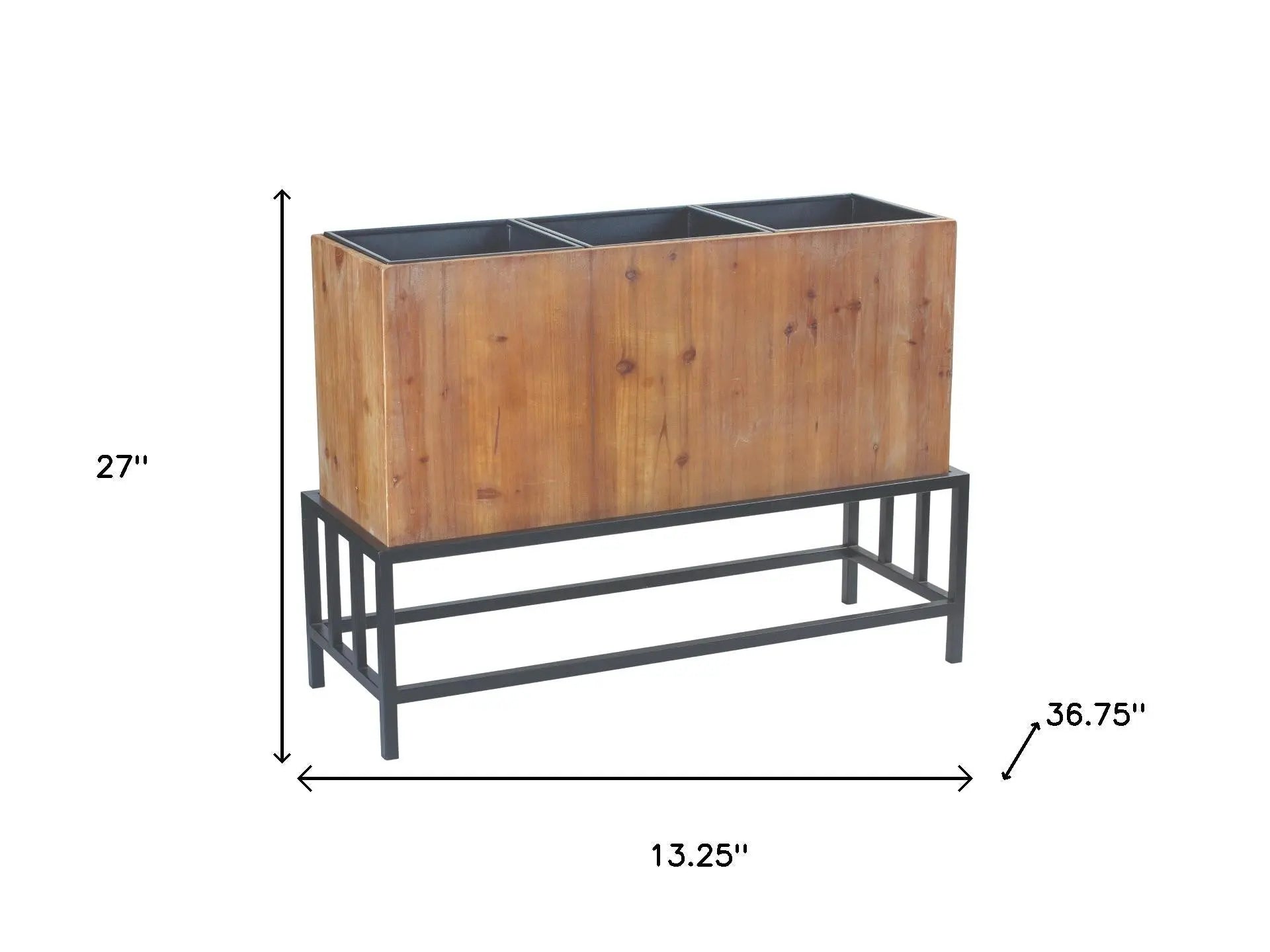 Black And Natural Metal 444 Ounce Rectangular Elevated Planter Homeroots Home Decor