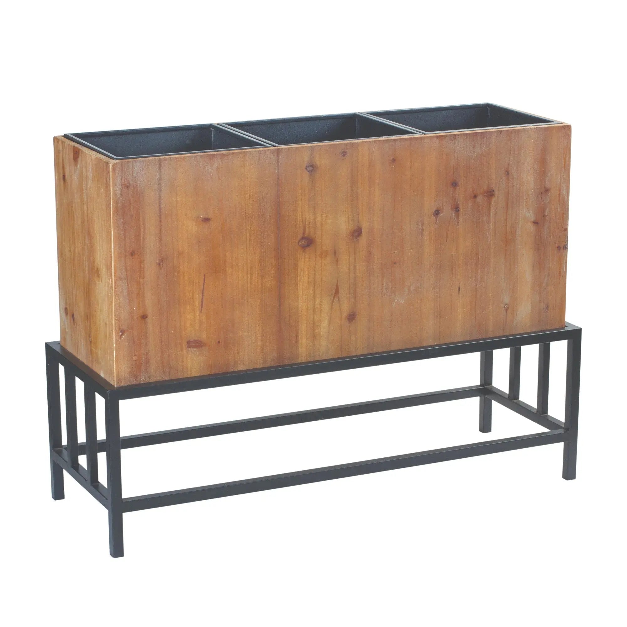 Black And Natural Metal 444 Ounce Rectangular Elevated Planter Homeroots Home Decor