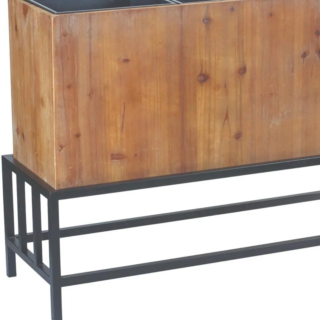 Black And Natural Metal 444 Ounce Rectangular Elevated Planter Homeroots Home Decor