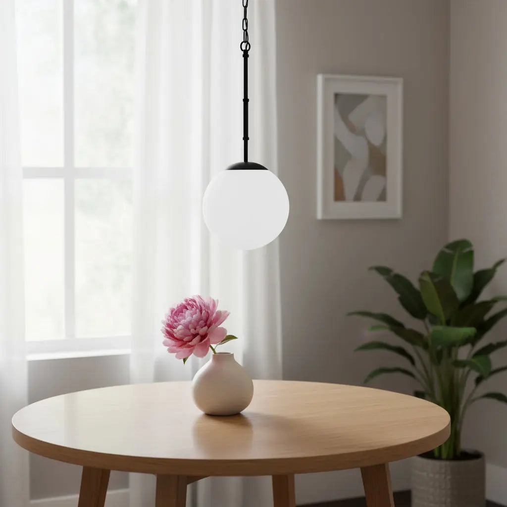 Black And White Single Metal Dimmable Ceiling Light With White Shades Homeroots Lighting