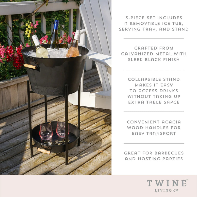 Black Beverage Tub with Stand & Tray by Twine Living Twine