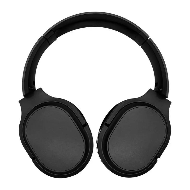 Black Bluetooth Headphone with black soft comfort padding & Chrome Silver Buttons with compact folding design Soundbound