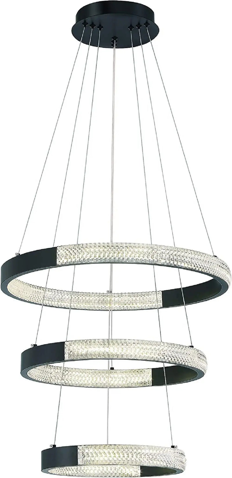 Black Candle Style Three Light Metal LED Dimmable Chandelier Homeroots Lighting
