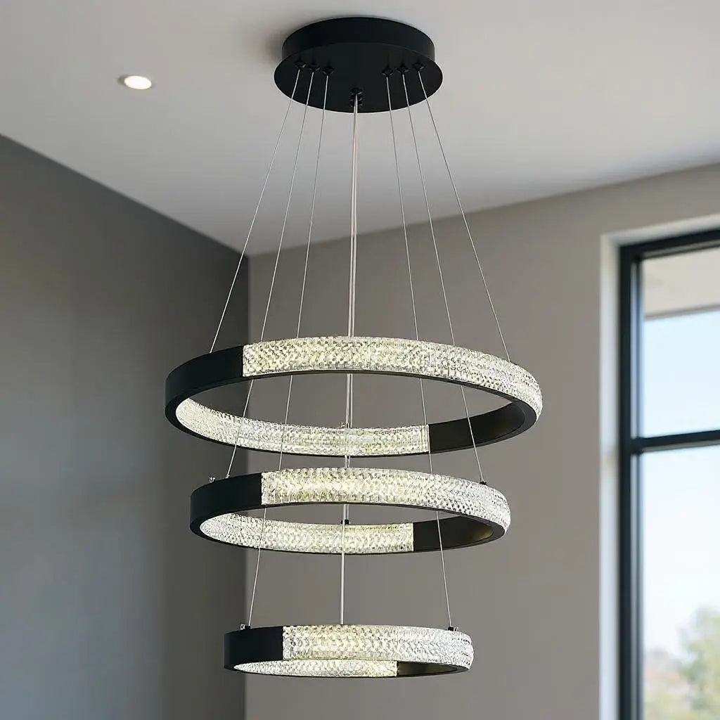 Black Candle Style Three Light Metal LED Dimmable Chandelier Homeroots Lighting