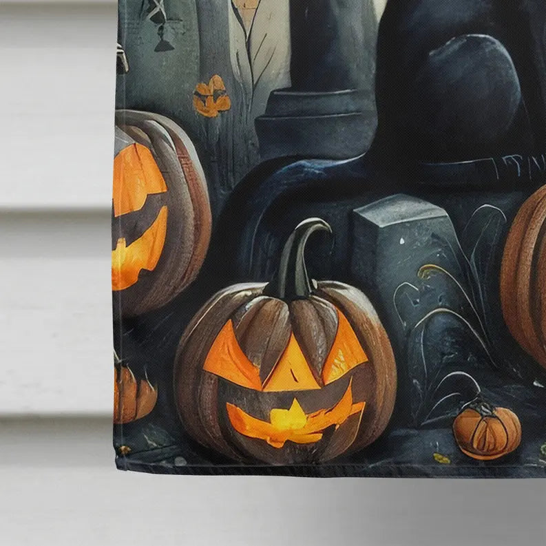 Black Cat Spooky Halloween House Flag Caroline's Treasures