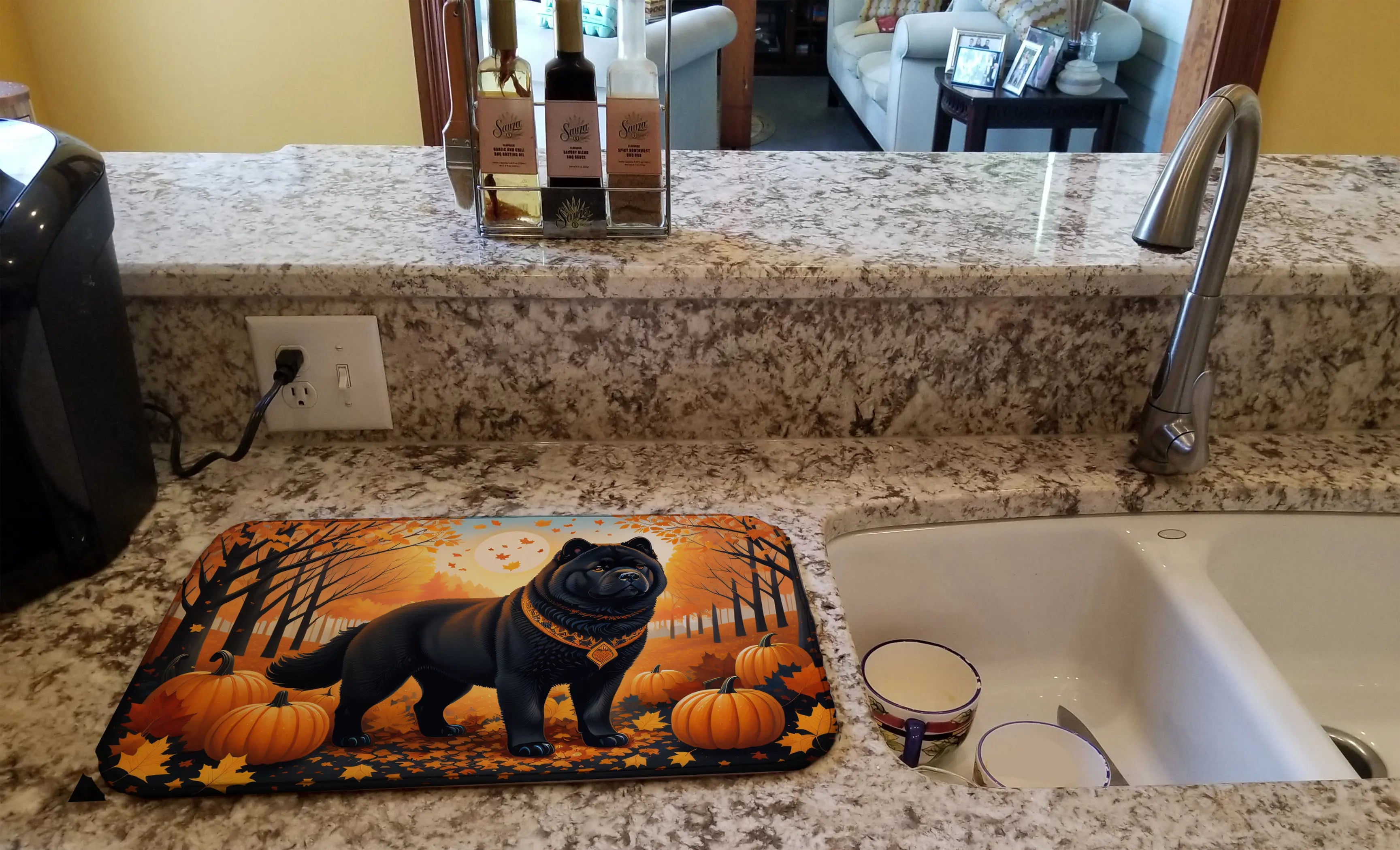 Black Chow Chow Fall Dish Drying Mat Caroline's Treasures