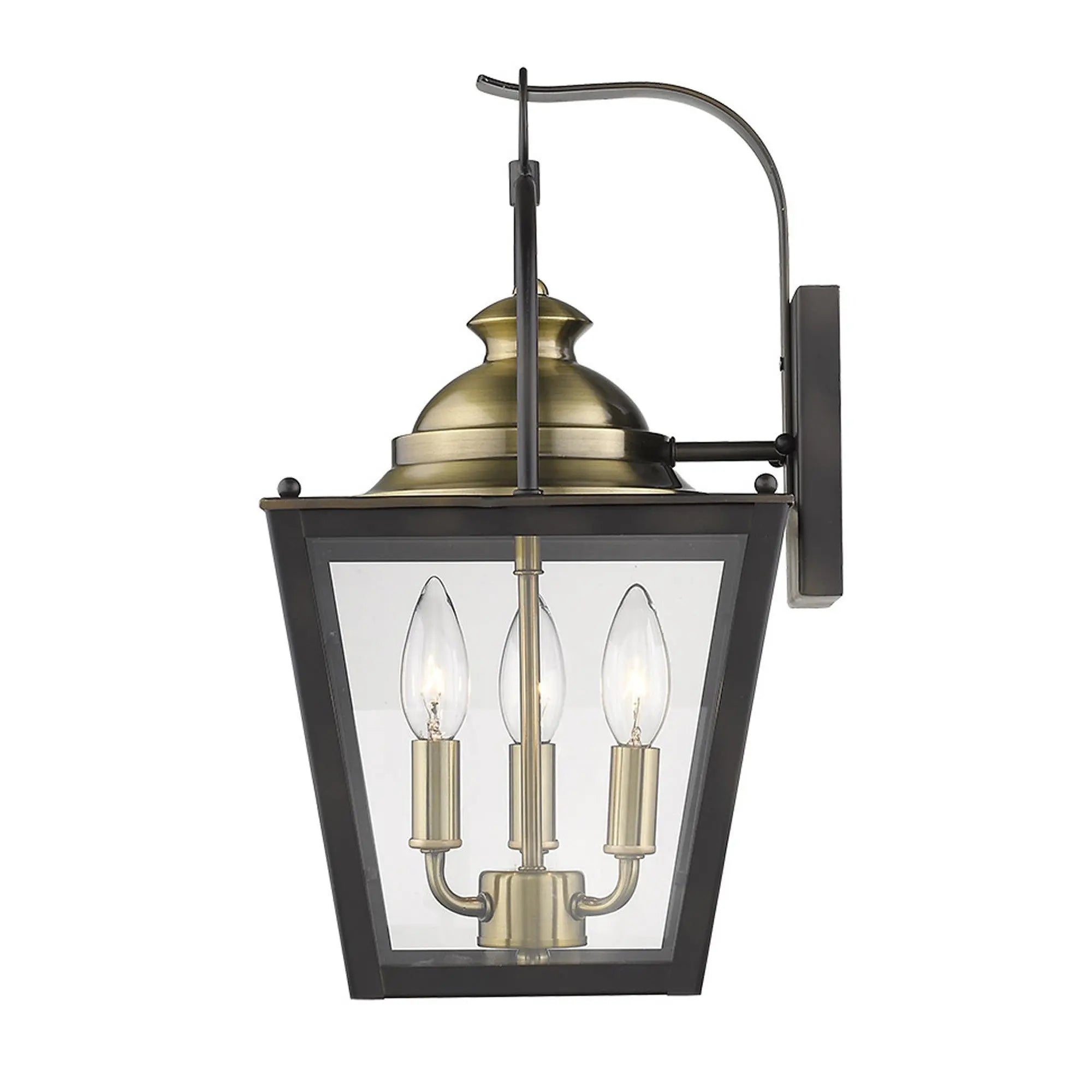 Black Clear And Brass Three Light Transparent Dimmable Outdoor Hanging Lights With Black Clear And Brass Shades Homeroots Outdoor