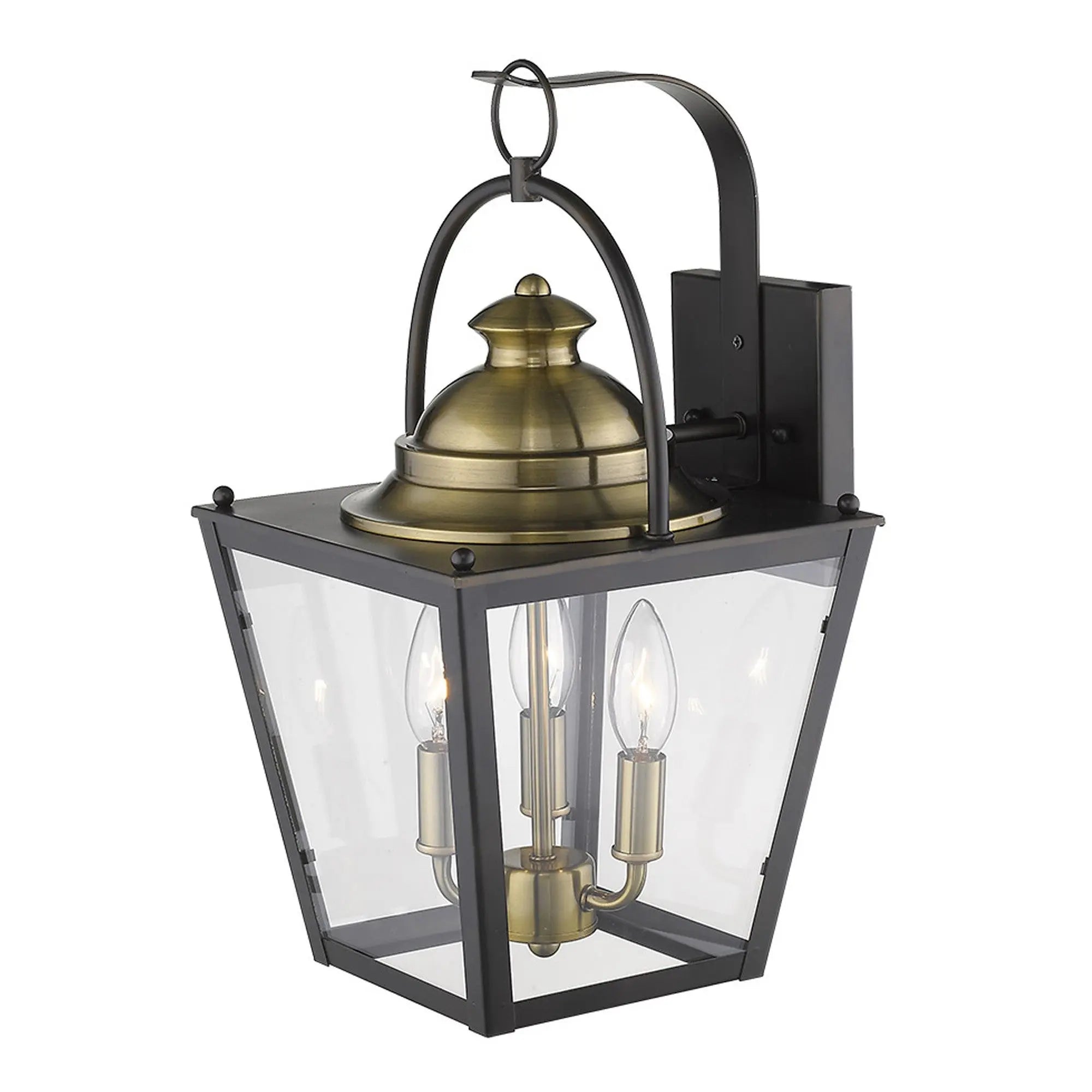 Black Clear And Brass Three Light Transparent Dimmable Outdoor Hanging Lights With Black Clear And Brass Shades Homeroots Outdoor