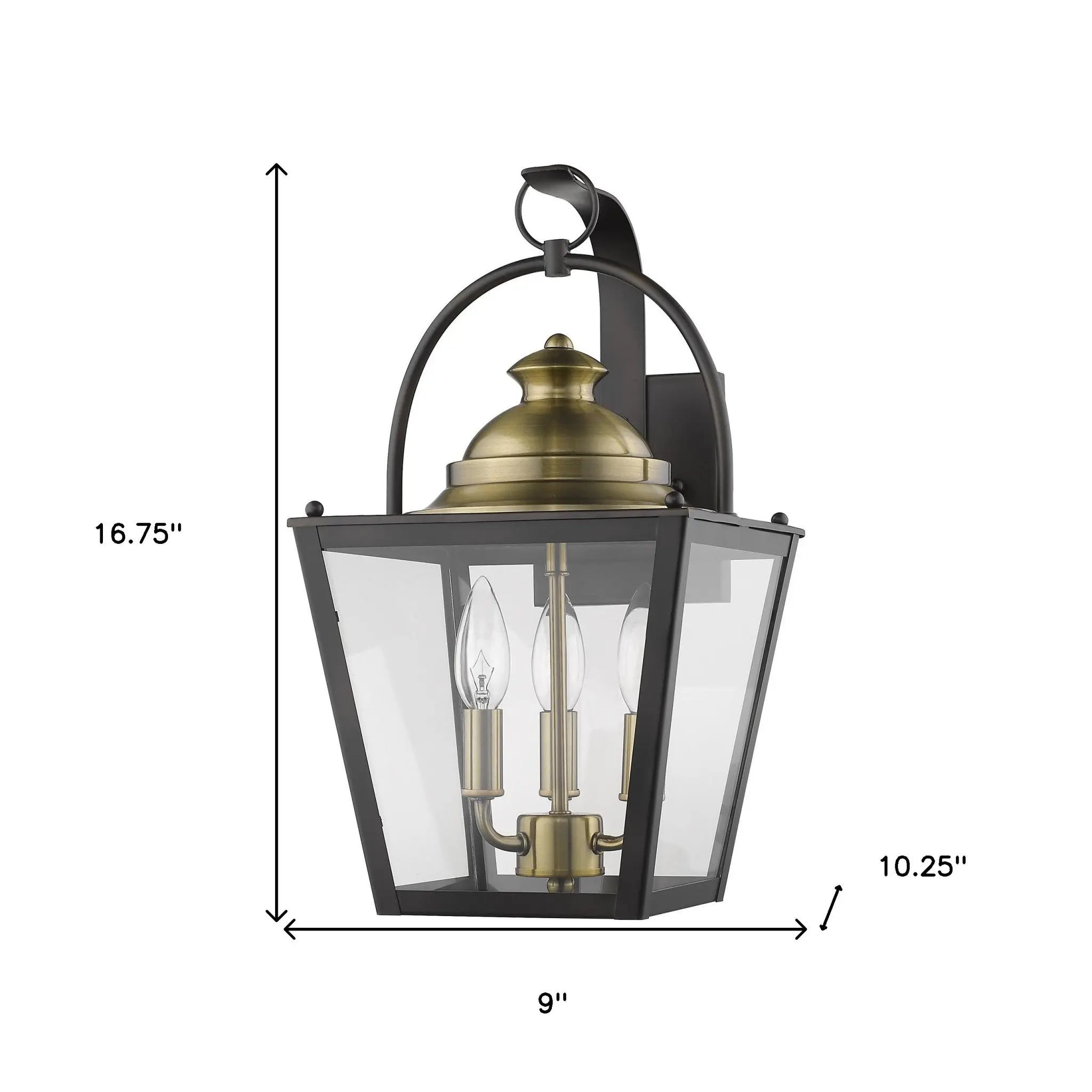 Black Clear And Brass Three Light Transparent Dimmable Outdoor Hanging Lights With Black Clear And Brass Shades Homeroots Outdoor