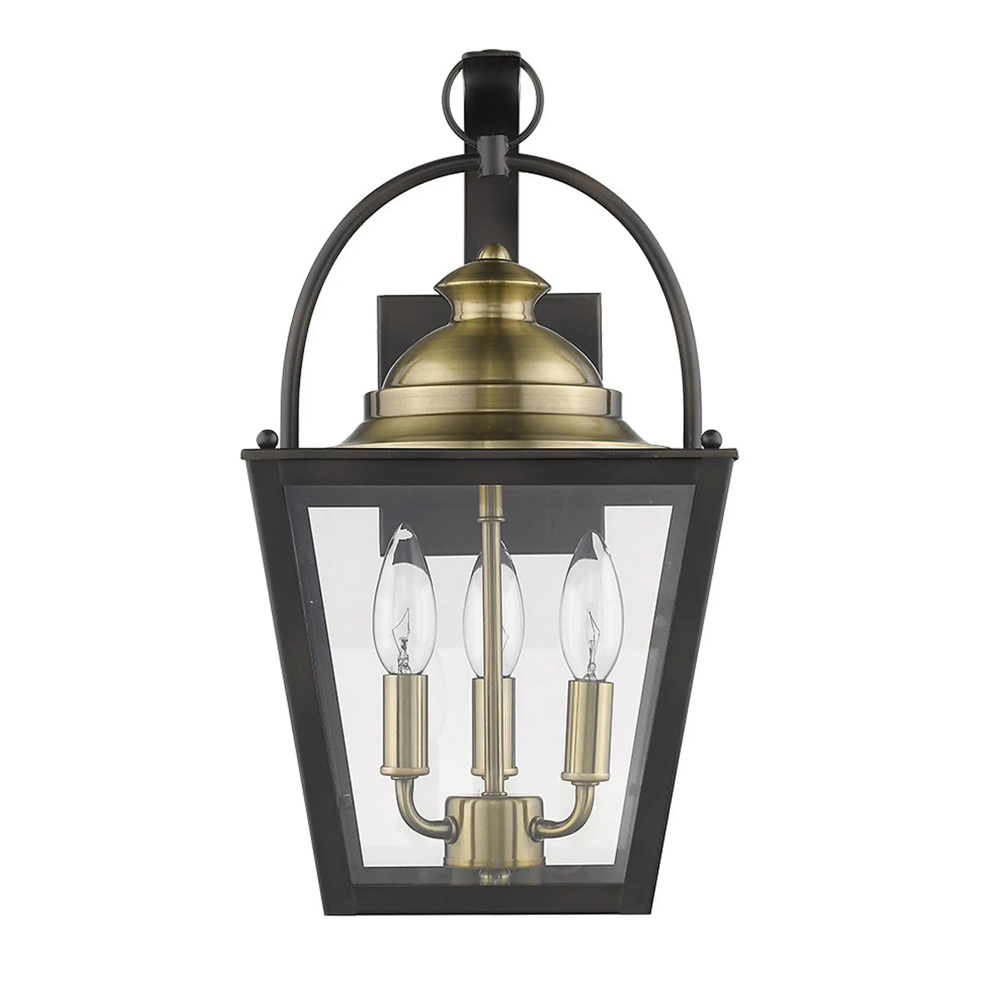 Black Clear And Brass Three Light Transparent Dimmable Outdoor Hanging Lights With Black Clear And Brass Shades Homeroots Outdoor