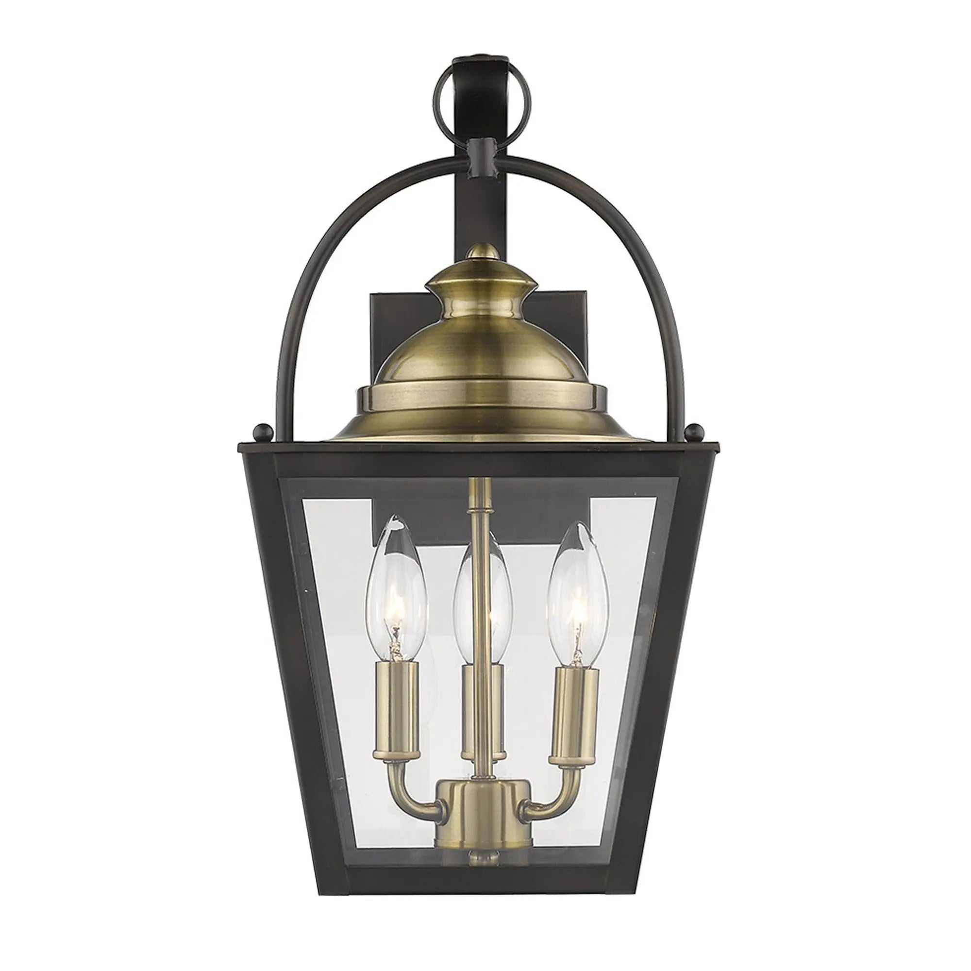Black Clear And Brass Three Light Transparent Dimmable Outdoor Hanging Lights With Black Clear And Brass Shades Homeroots Outdoor