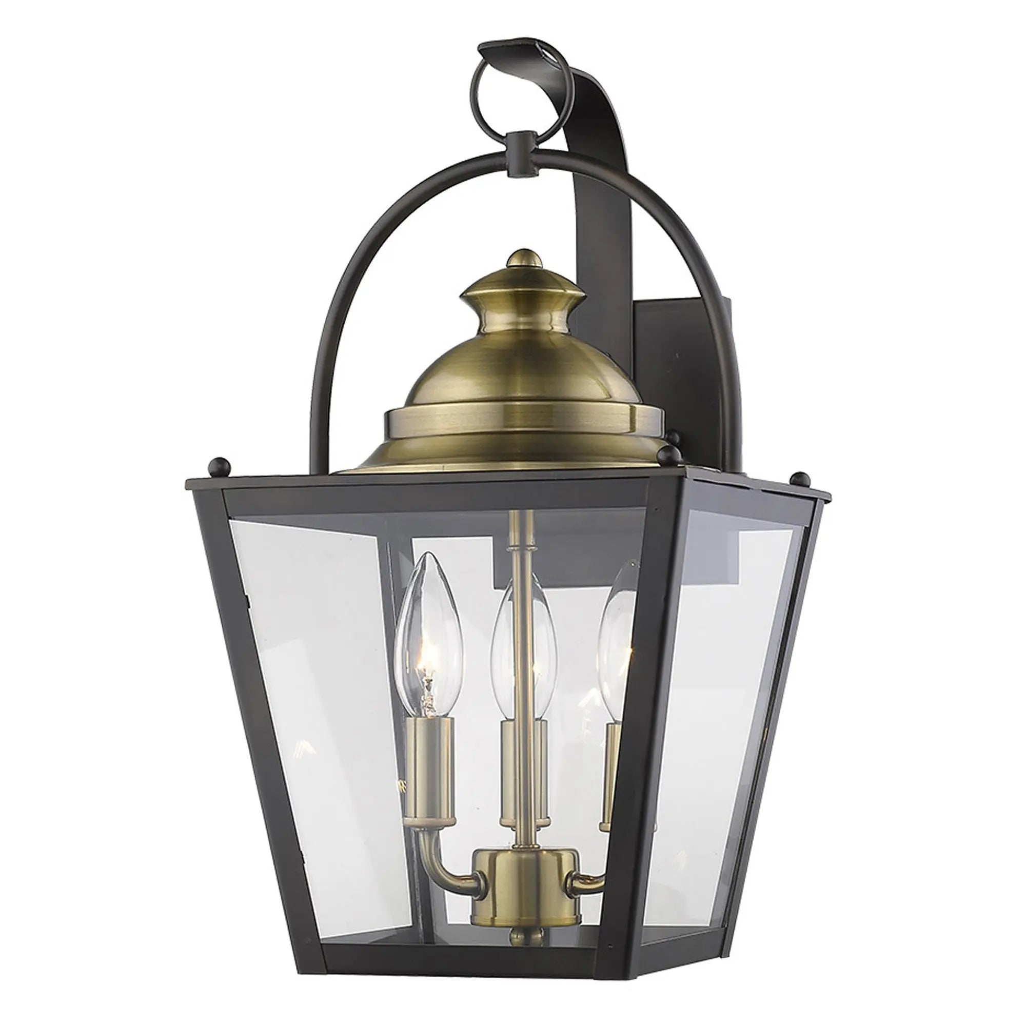 Black Clear And Brass Three Light Transparent Dimmable Outdoor Hanging Lights With Black Clear And Brass Shades Homeroots Outdoor