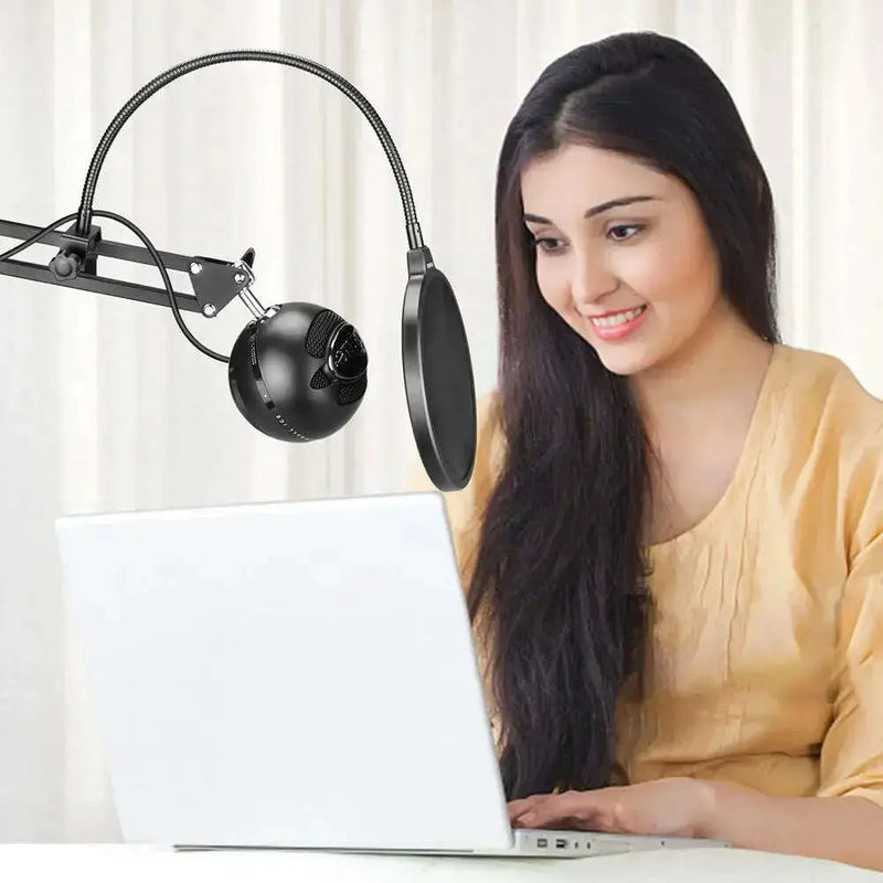 Black-Double-Layer-Studio-Microphone-Mic-Wind-Screen-Filter-For-Speaking-Recording-GreatEagleInc-334210151