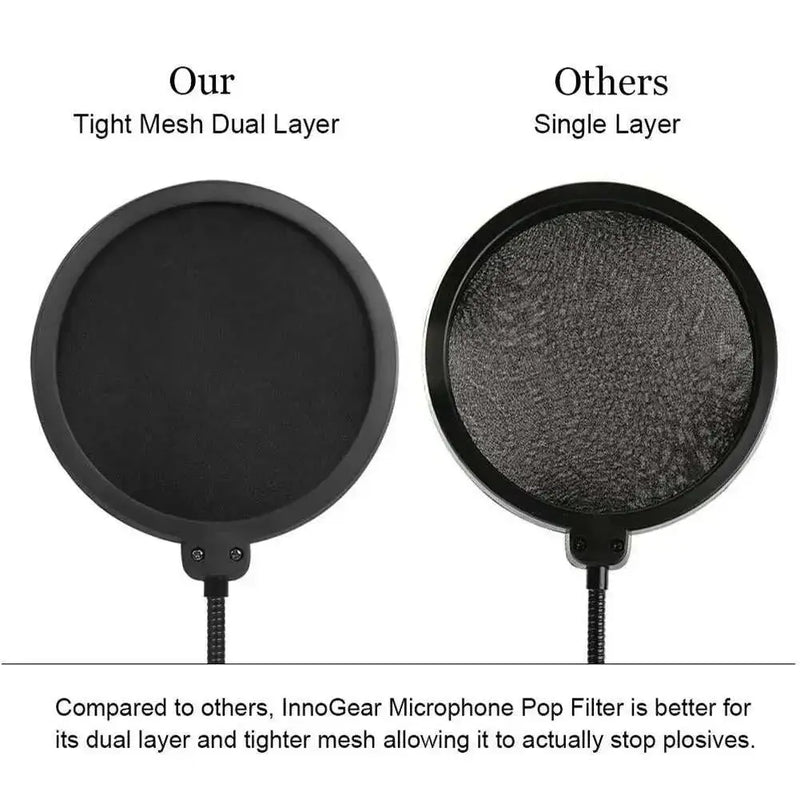 Black-Double-Layer-Studio-Microphone-Mic-Wind-Screen-Filter-For-Speaking-Recording-GreatEagleInc-334210472