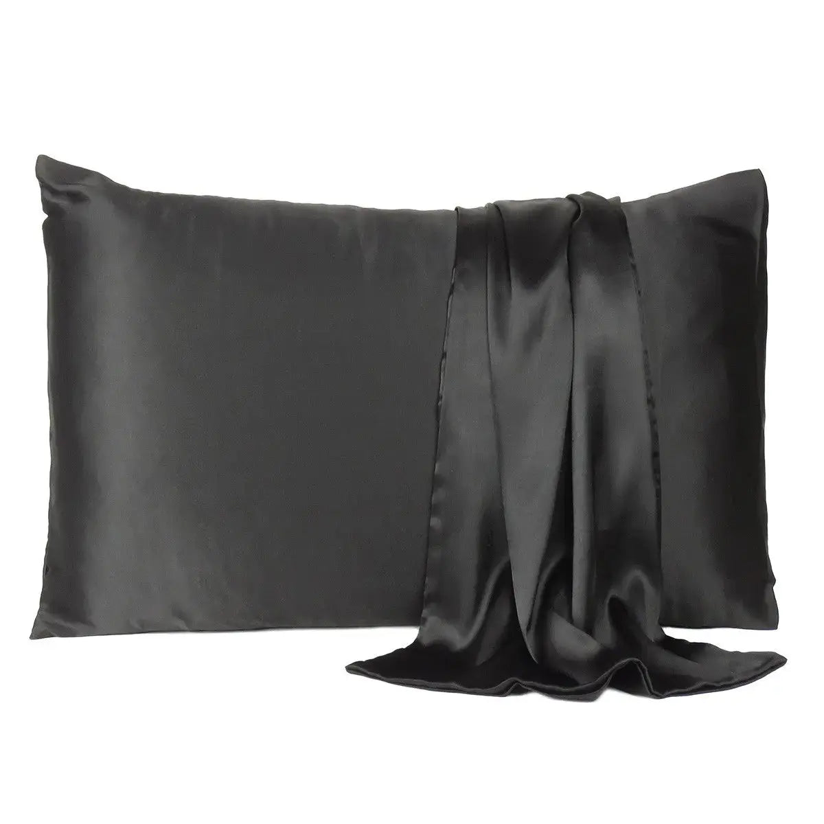 Black Dreamy Set Of 2 Silky Satin Queen Pillowcases Homeroots Bed & Bath
