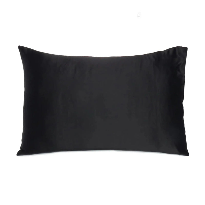 Black Dreamy Set Of 2 Silky Satin Queen Pillowcases Homeroots Bed & Bath