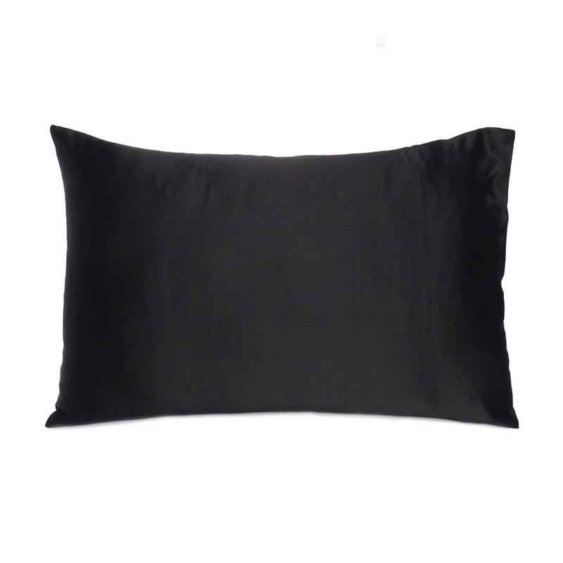 Black Dreamy Set Of 2 Silky Satin Queen Pillowcases Homeroots Bed & Bath