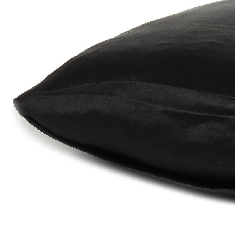 Black Dreamy Set Of 2 Silky Satin Queen Pillowcases Homeroots Bed & Bath