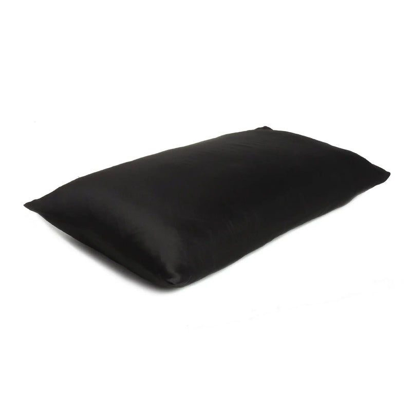 Black Dreamy Set Of 2 Silky Satin Queen Pillowcases Homeroots Bed & Bath