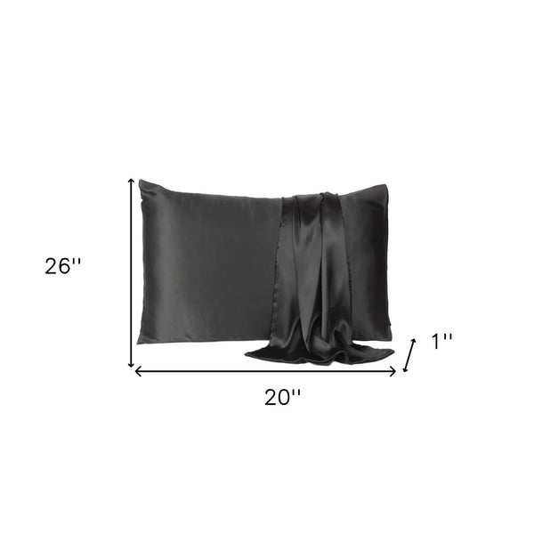 Black Dreamy Set Of 2 Silky Satin Standard Pillowcases Homeroots Bed & Bath