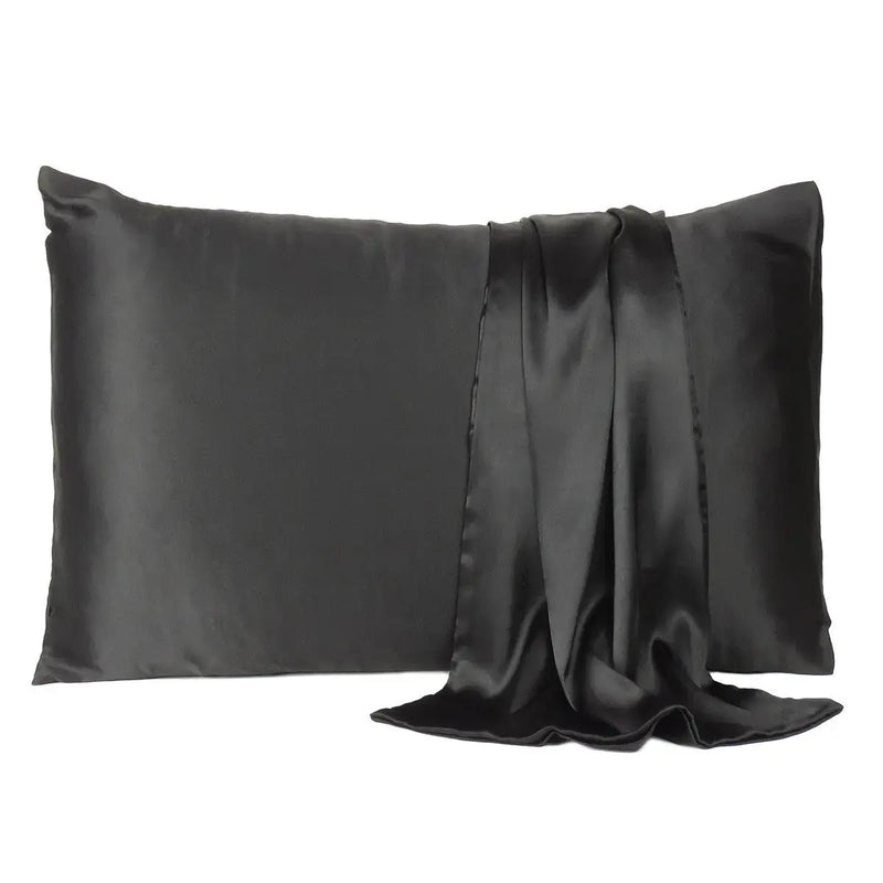 Black Dreamy Set Of 2 Silky Satin Standard Pillowcases Homeroots Bed & Bath