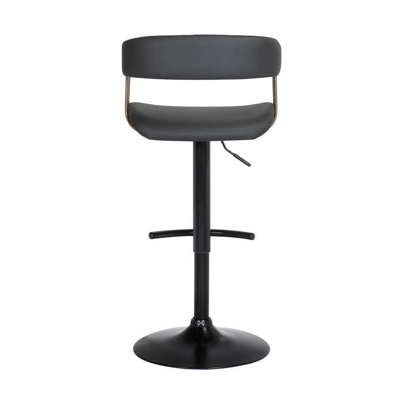 Black Faux Leather And Metal Swivel Adjustable Height Bar Chair Homeroots Living Room