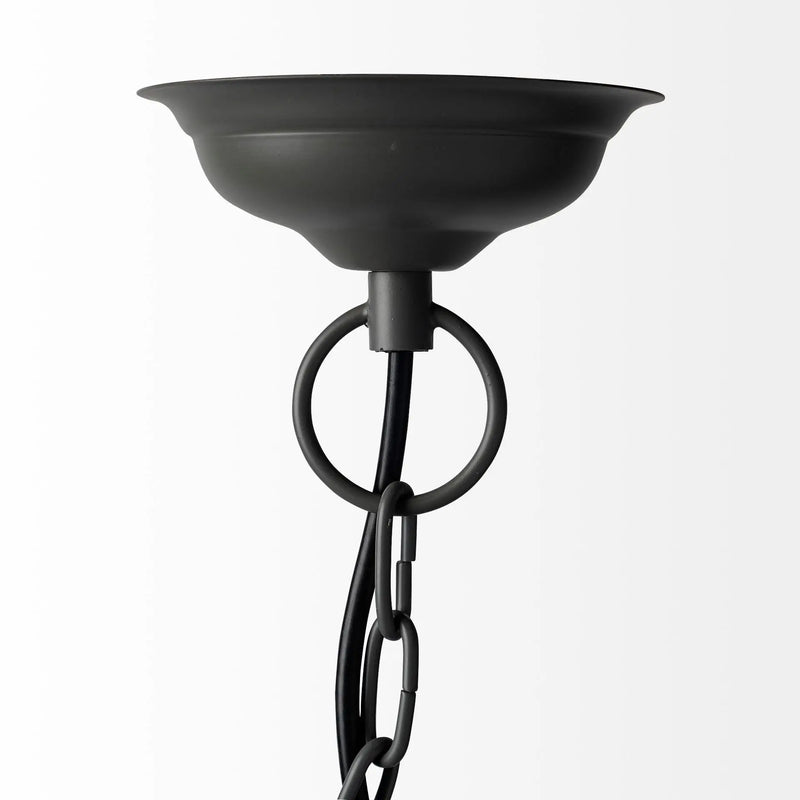 Black Four Light Metal Dimmable Chandelier With Black Shades Homeroots Lighting