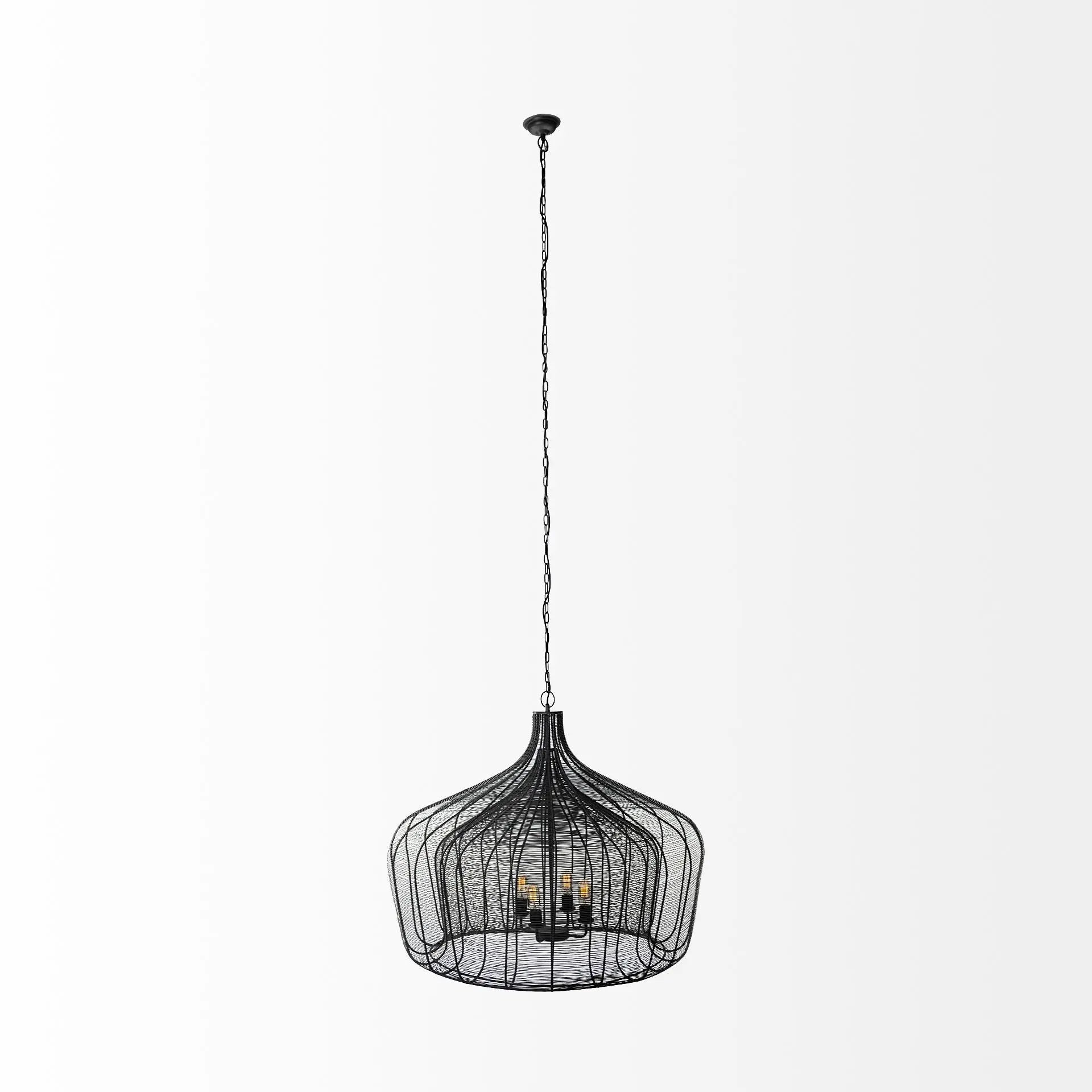 Black Four Light Metal Dimmable Chandelier With Black Shades Homeroots Lighting