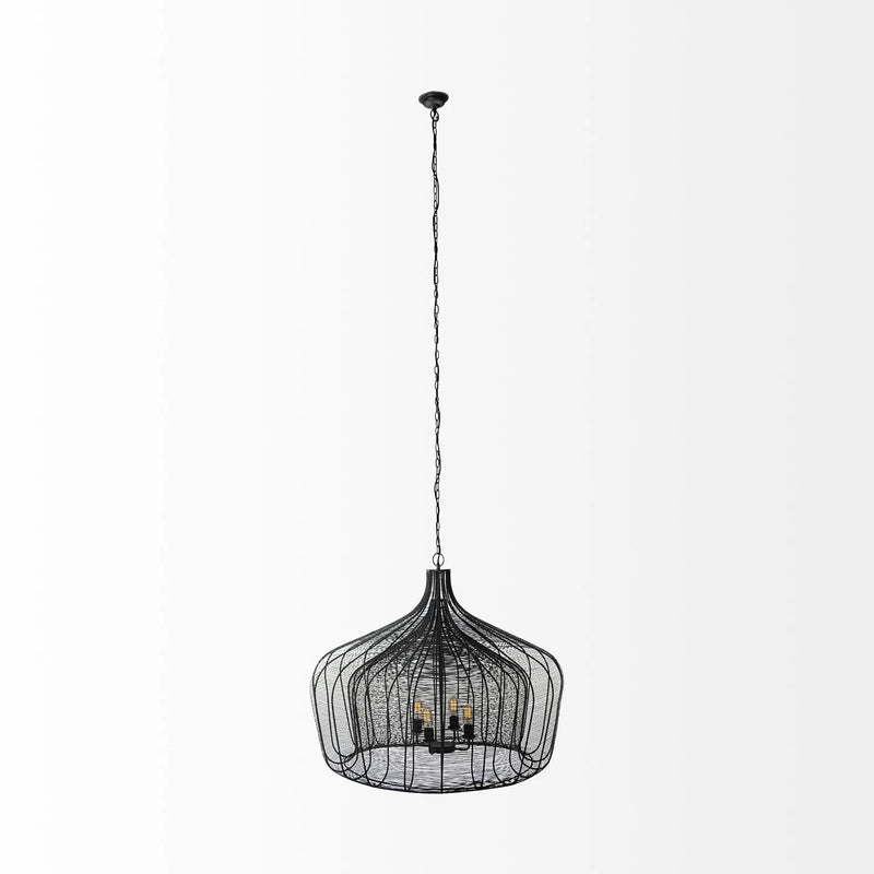 Black Four Light Metal Dimmable Chandelier With Black Shades Homeroots Lighting