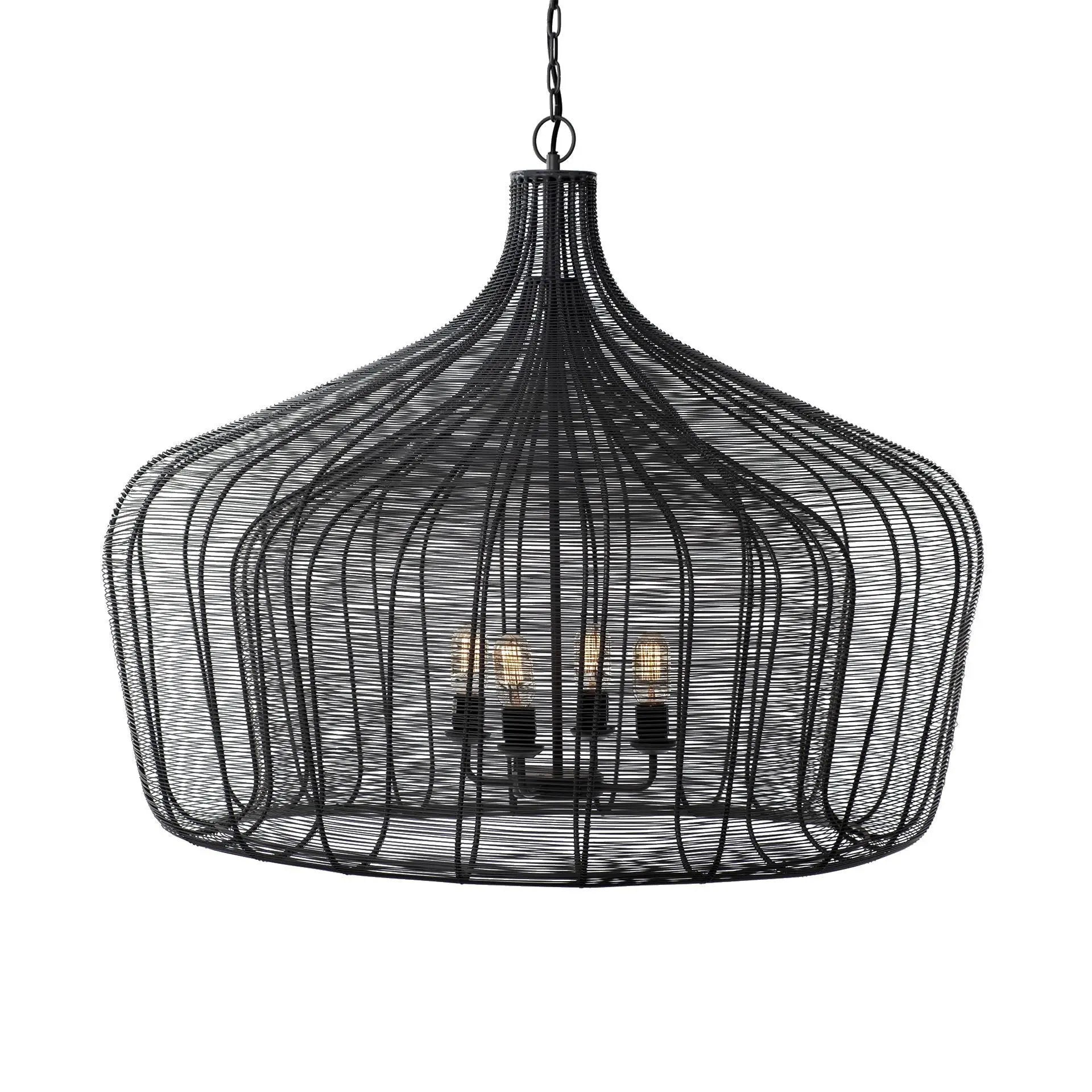 Black Four Light Metal Dimmable Chandelier With Black Shades Homeroots Lighting