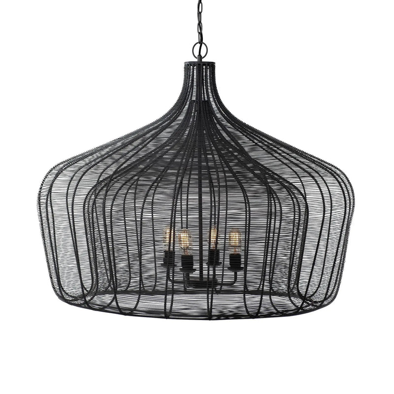 Black Four Light Metal Dimmable Chandelier With Black Shades Homeroots Lighting