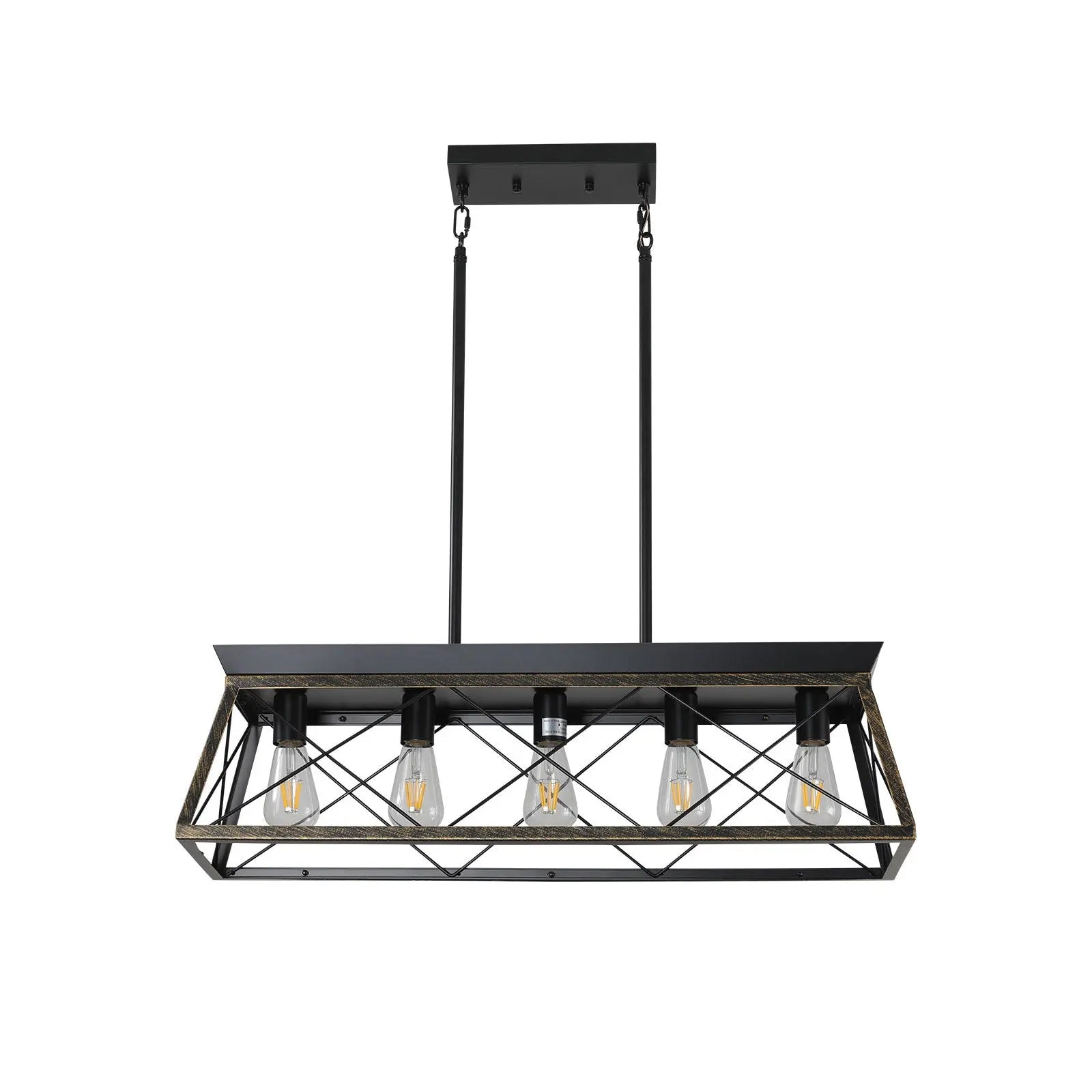 Black Geometric Kitchen Island Five Light Metal Ceiling Light Homeroots Lighting