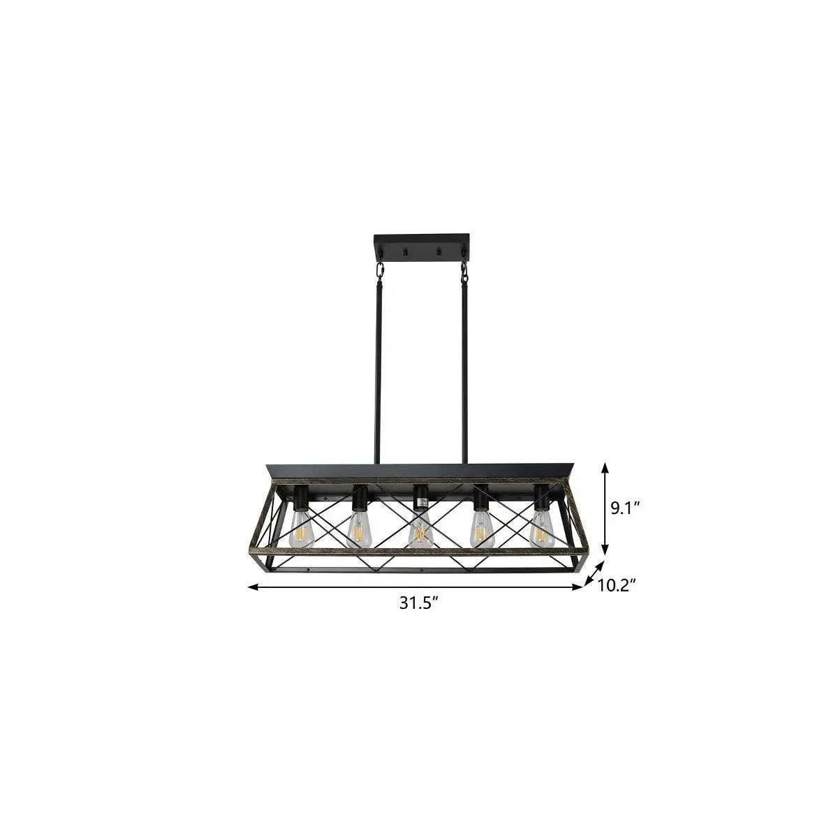 Black Geometric Kitchen Island Five Light Metal Ceiling Light Homeroots Lighting