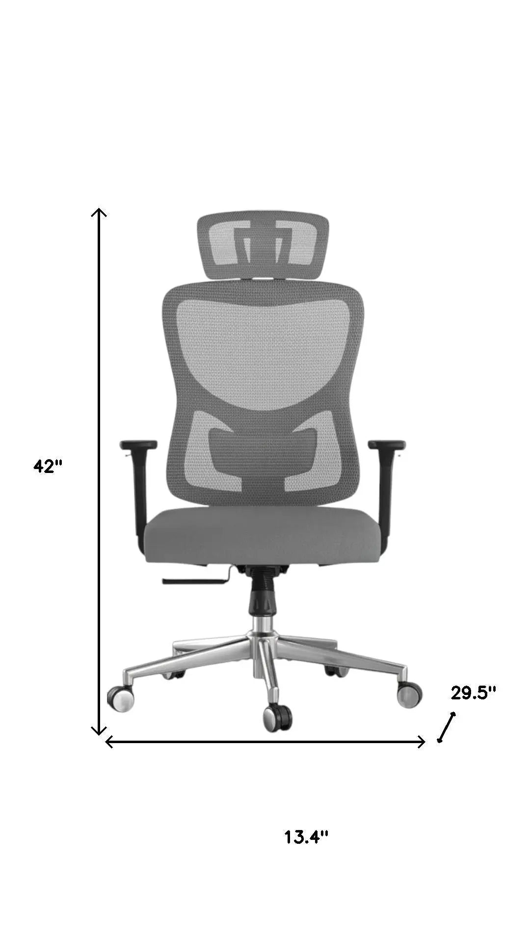 Black Gray and Silver Adjustable Height Swivel Rolling Office Chair Homeroots Office