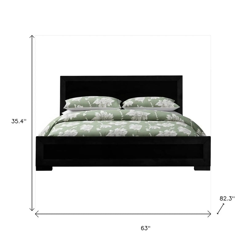 Black Inlaid Panels Solid Wood Queen Bed Frame Homeroots Bed & Bath