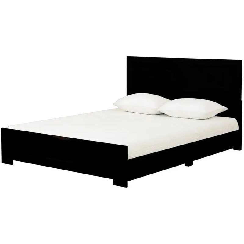 Black Inlaid Panels Solid Wood Queen Bed Frame Homeroots Bed & Bath
