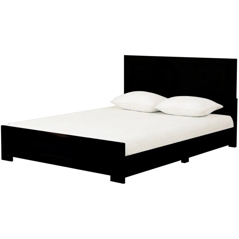 Black Inlaid Panels Solid Wood Queen Bed Frame Homeroots Bed & Bath