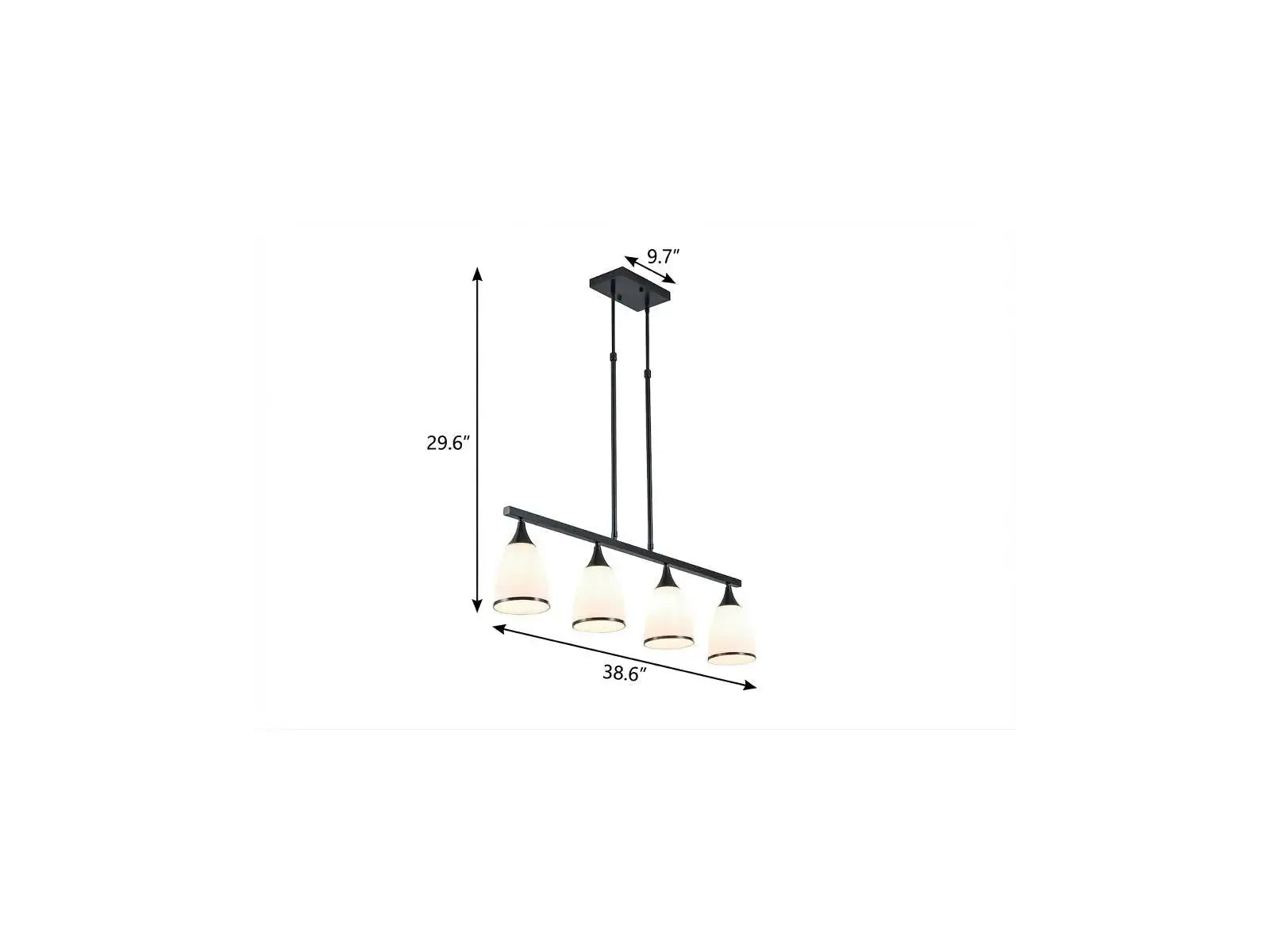 Black Kitchen Island Four Light Glass and Wrought Iron Frosted Glass Flush Chandelier With Black Shades Homeroots Lighting