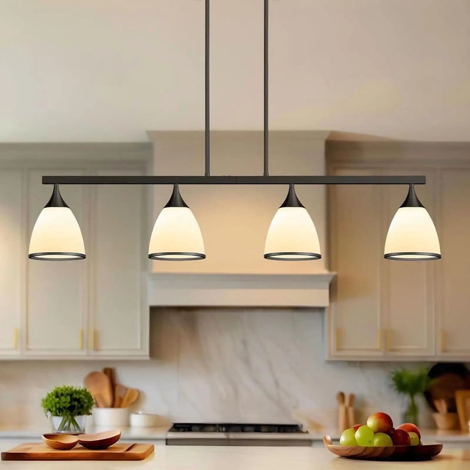Black Kitchen Island Four Light Glass and Wrought Iron Frosted Glass Flush Chandelier With Black Shades Homeroots Lighting