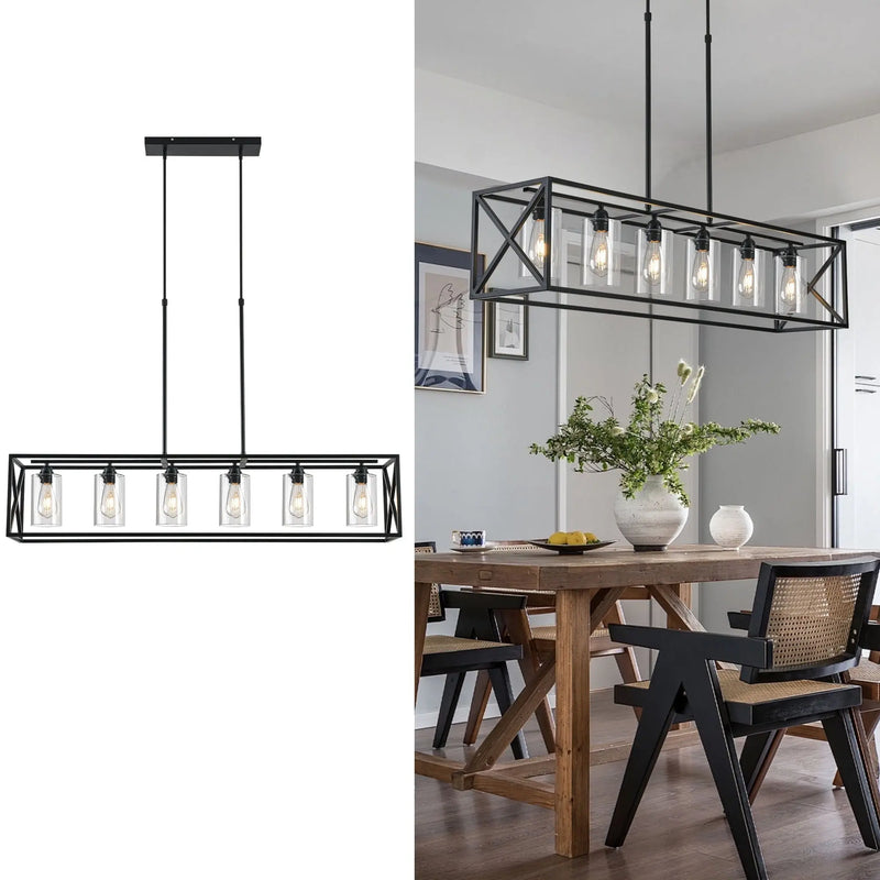 Black Kitchen Island Six Light Acrylic and Wrought Iron Mercury Glass Flush Chandelier With Black Shades Homeroots Lighting