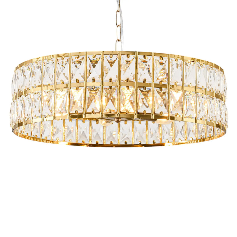 Black Kitchen Island Six Light Crystal and Rope Beveled Glass Flush Chandelier With Gold Shades Homeroots Lighting