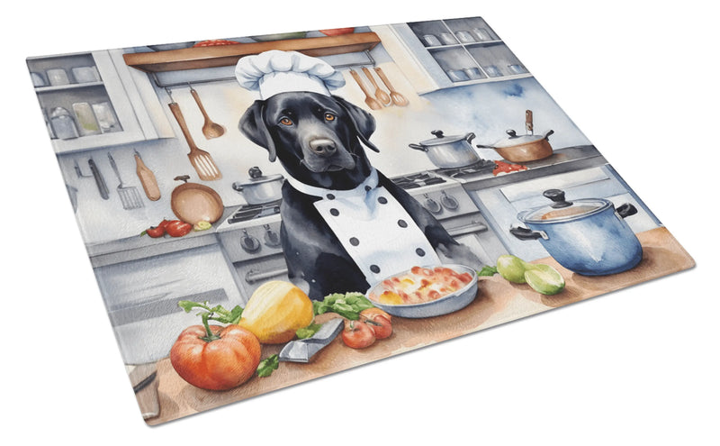 Black Labrador Retriever The Chef Glass Cutting Board Caroline's Treasures