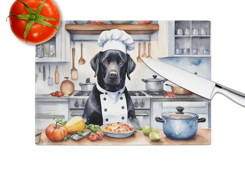 Black Labrador Retriever The Chef Glass Cutting Board Caroline's Treasures