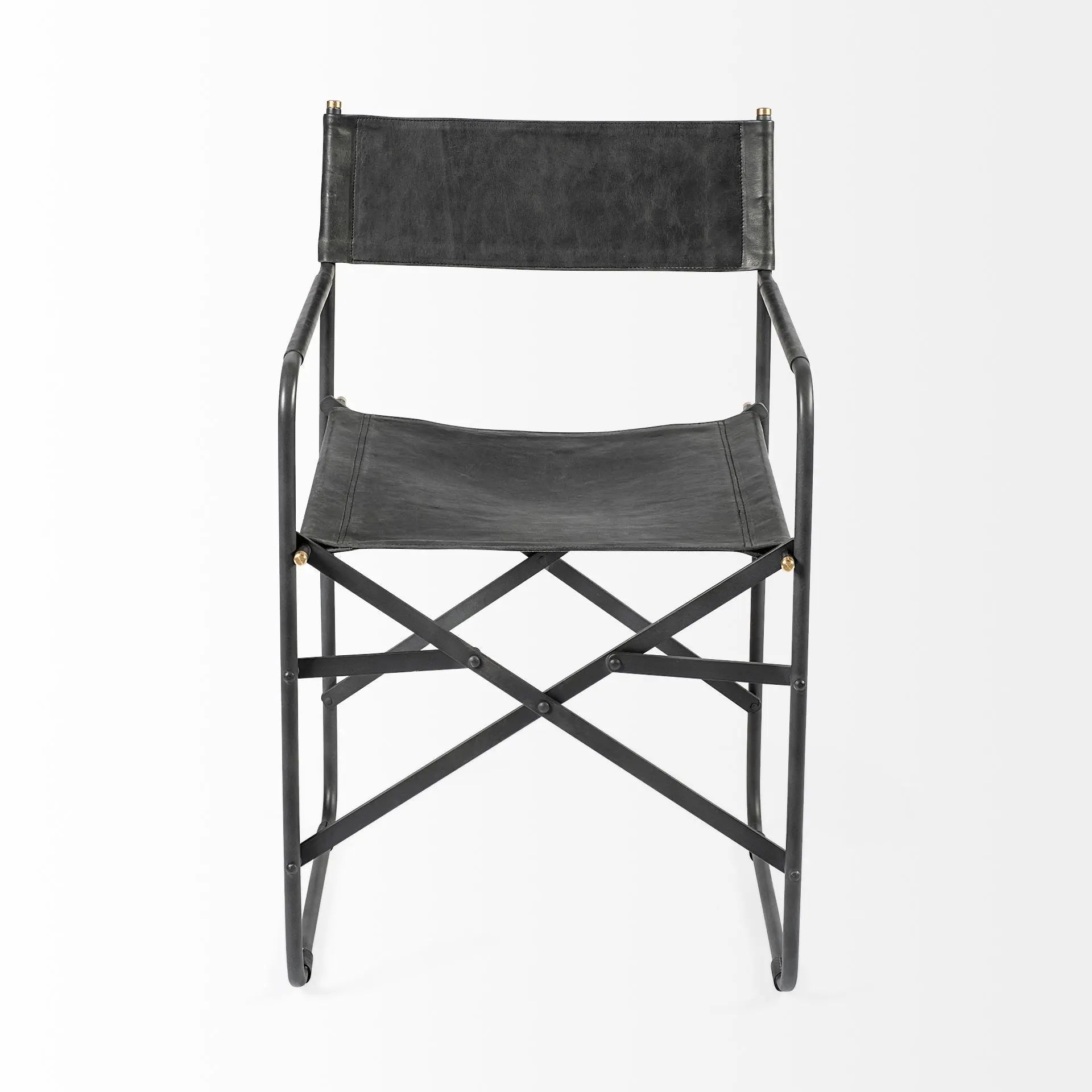 Black Leather Open Back Dining Arm Chair - GreatEagleInc