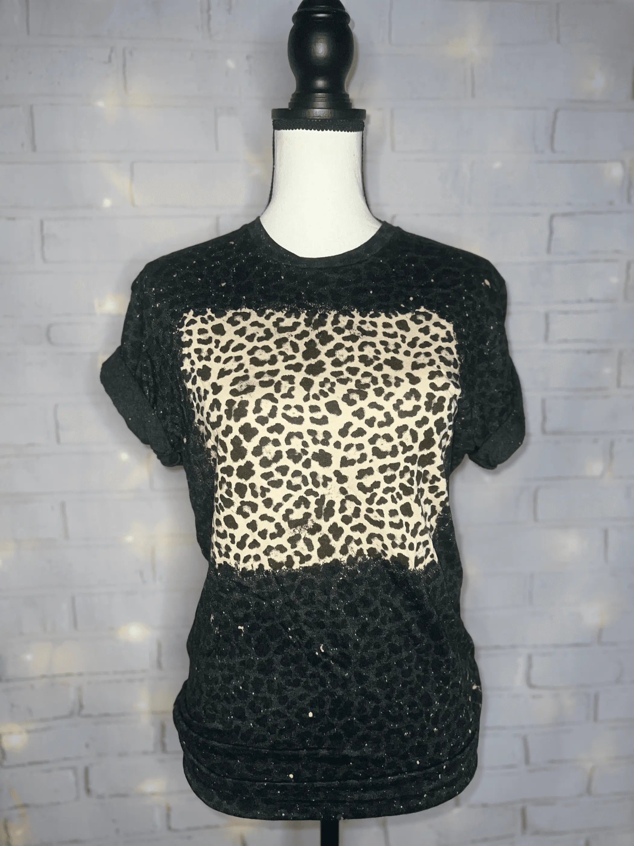 Black Leopard Bleached Blank Tee The Blended Owl
