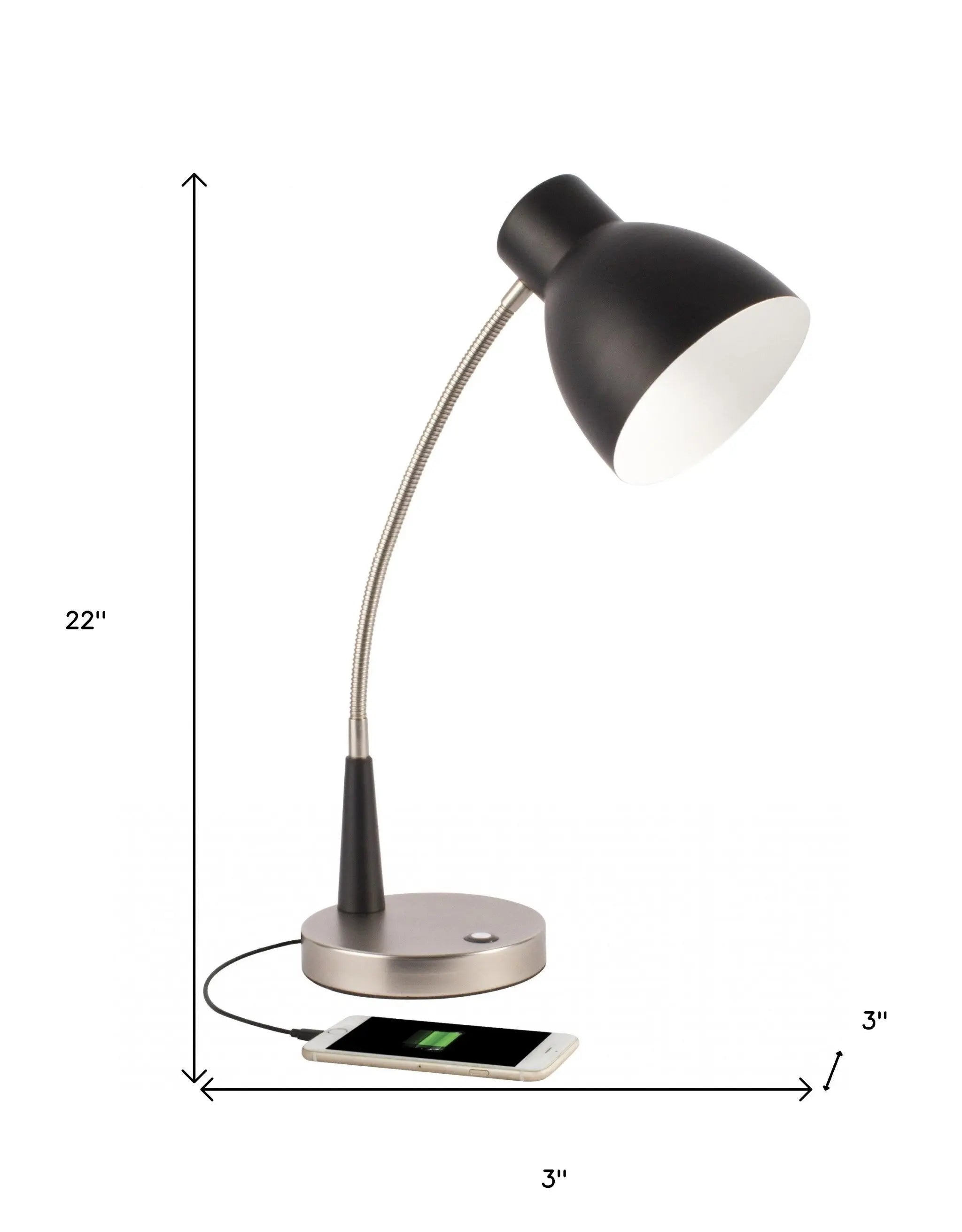 Black Matte and Silver LED Adjustable Desk Lamp Homeroots Lighting