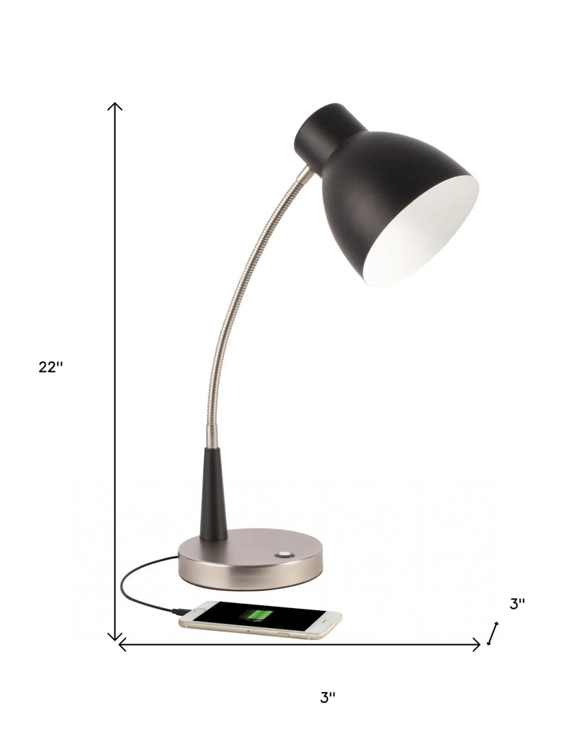 Black Matte and Silver LED Adjustable Desk Lamp Homeroots Lighting